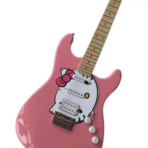 Gitaar hoogwaardige roze elektrische gitaar 6 strings live foto's aangepaste ondersteuning gratis levering nieuw model in 2021