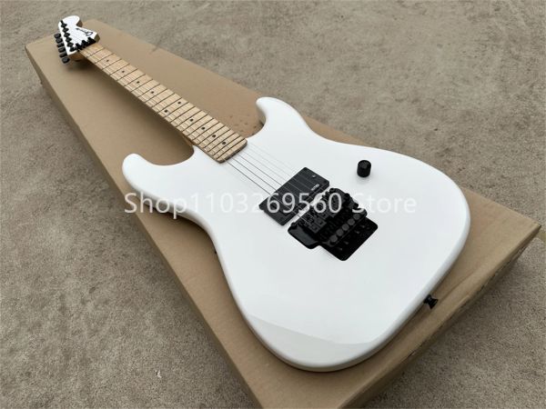 Guitare Hot Sale Factory Direct White 6String Guitare électrique, Maple Finderboard, Hardware noir, un pick-up