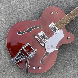 Guitare en stock Custory Custom the Wine Red Falcon 6120 Semi Hollow Body Jazz Taillers Guitare électrique avec trémolo Livraison immédiate