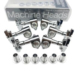 Guitar Kaynes J109 3R+3L Chrome Silver Electric Guitar Machine Heads Tuners Art Deco Rotomatische Imperial Style Head Guitar Tuning Pegs