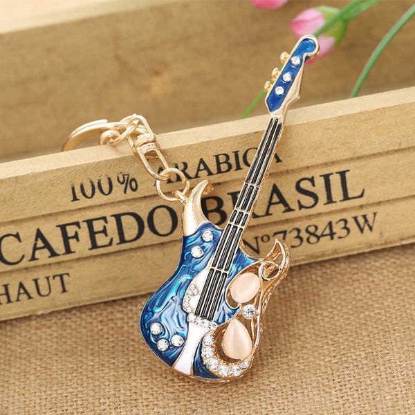 Porte-clés guitare en cristal, cadeau de noël, bijoux pendentif Llaveros G56 G1019