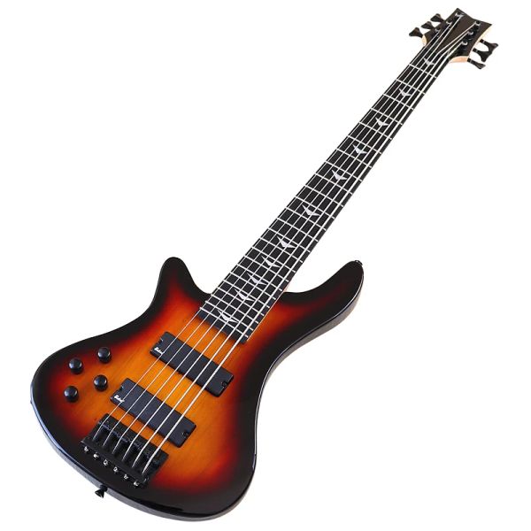 Guitarra mano izquierda 6 cuerdas de bajo eléctrico de 43 pulgadas 24 fret sólido bosswood cuerpo guitarra sunburst color