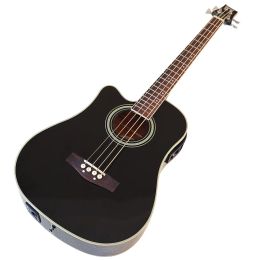 Guitare basse acoustique électrique main gauche 4 cordes couleur noire bon artisanat guitare basse acoustique 43 pouces avec EQ