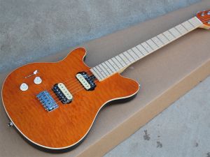 Guitare gauche guitare électrique orange avec micro-bordurs à érable à érable