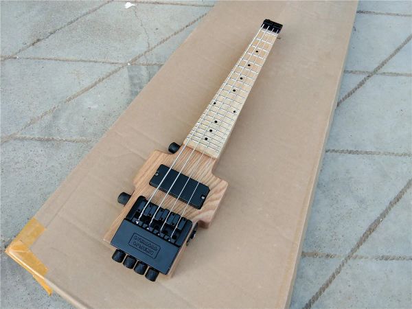 Guitare Mini guitare basse électrique sans tête à 4 cordes, corps en frêne, touche en érable, matériel noir, longueur d'échelle naturelle BJ311 432mm