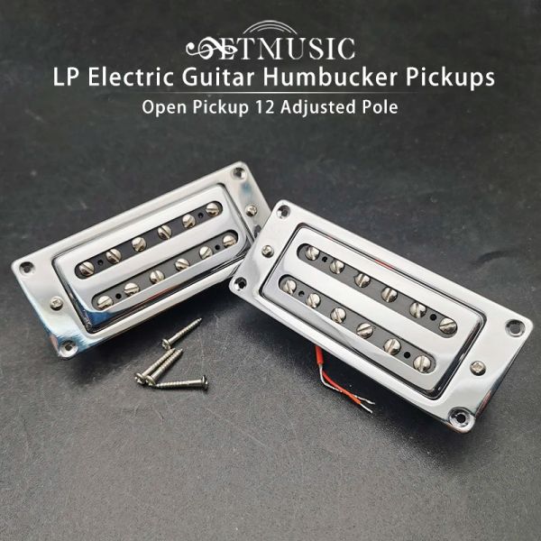 Guitar Mini Open Electric Guitar Humbucker Pickup 12 Polonage ajusté pour LP Guitar Parts Neck and Bridge Chrome 68x29mm