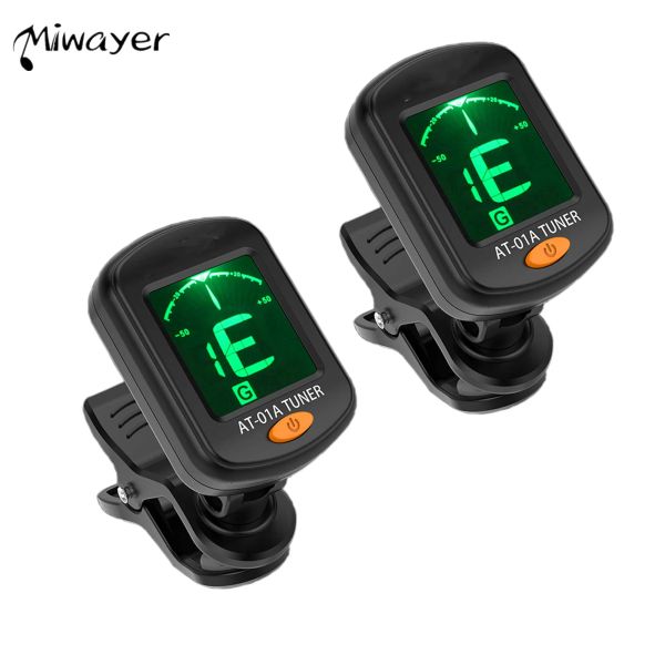 Guitar MIWayer Guitar Tuner 2 Pack, clip en sintonizador para guitarra/bajo/violín/ukelele, operación automática de apagado/un botón/AT01A/2 set