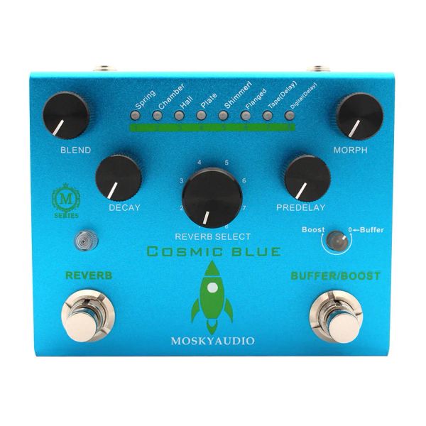 Guitare Mosky Cosmic Blue Digital Reverb 8mode Reverb Sélection bouton Effet de guitare pédale Instruments de musique accessoires de guitare