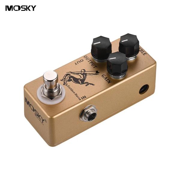 Guitar Mosky Golden Horse Overdrive Efecto de guitarra Pedal 3 Pedales funcionales Accesorios de guitarra Fuzz Pedal Reverb Soporte