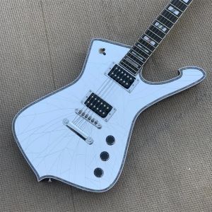 Gitaar Nieuwe Iceman Paul Stanley Electric Guitar White Cracked Mirror Electric Guitar Guitars Guitarra