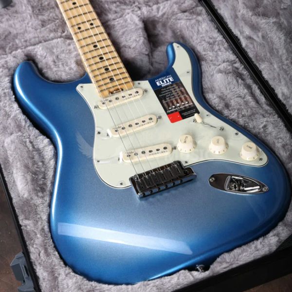 Guitare Nouveau !!!!Guitare électrique St avec manche en érable, ciel bleu couloir d'élite, corps solide, pickguard blanc, micros SSS