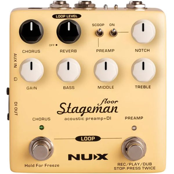 Guitar Nux Stageman Floor Acoustic preamp DI Efecto de la guitarra Pedal con el banjo de violín de la guitarra del chorus reverb para la guitarra para violín de la guitarra.