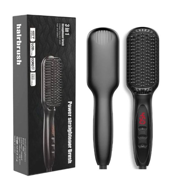 Lisseur électrique rapide pour barbe, guitare, brosse multifonctionnelle, peigne à cheveux, outil de coiffure Portable de voyage pour hommes