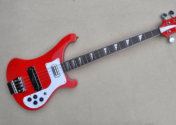 Guitare Body Body 4 cordes guitare basse électrique avec chrome matériel blanc pickguard, fournir un service personnalisé