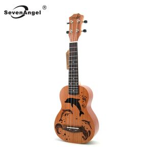 Guitare SevenAngel 23 pouces Ukulele Concert 4 cordes guitare hawaïenne jolis motifs de dessin animé de dauphin Ukelele pour enfants meilleur cadeau de musique