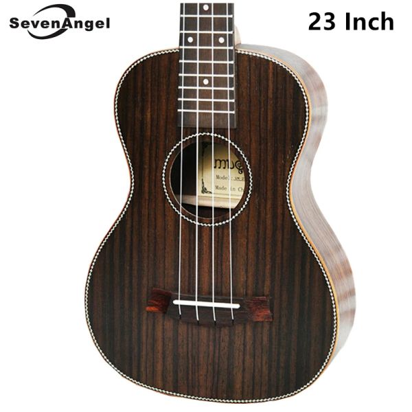 Guitare Sevengel Concert Ukulele acoustique 23 pouces Rosewood Hawaiian 4 Strings Guitar 17 Fret Electric Ukelele avec pick-up Eq