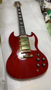 Guitare SG guitare électrique couleur rouge crème matériel doré corps en acajou 6 cordes guitare artisanale livraison gratuite