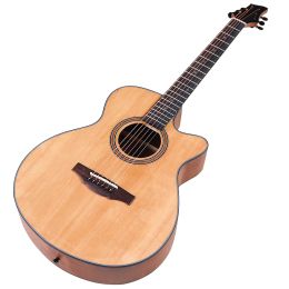 Guitare solide sprce woop top guitare acoustique 6 étages conception de coupure 40 pouces bon artisanat folk guitare finition morte couleur naturelle couleur