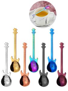 Cucharas de guitarra, cucharadita de café de acero inoxidable, cuchara de té Demitasse colorida para agitar bebidas, mezclar batidos, mermelada KDJK2205