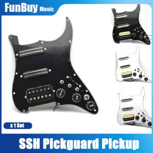 Guitar St Electric Guitar Double Coil Pickup SSH Guitar Pickguard met Silence Switch/3.5 Jackloaded Prewired Black White