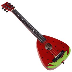 Guitar Stock 30 pouces Enfants Guitare acoustique 6 String High Gloss Basswood Body Mini Folk Guitar Cartoon Forme de voyage Guitare