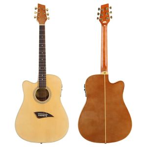 Gitaarvoorraad Linkshandige akoestische gitaar 40 inch hoogglans lindehouten body 6-snarige Cutway Design volksgitaar met EQ