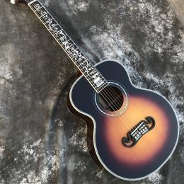 Guitare sunburst 38 pouces en épicéle massif top cj165 guitare acoustique ébène d'ormeau fleurs incrassement om corps guitare électrique