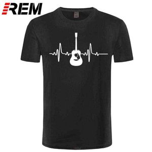 Guitare T-shirt musique mode col rond T-shirt décontracté Homme 100% coton respirant Fitness haut Hip Hop T-Shirt hommes G1222