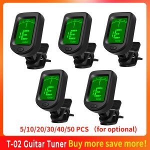 Gitaar T02 gitaar tuner clipon chromatische digitale tuner lcd display mini size tuner voor akoestische gitaar ukelele viool tuner accessoire