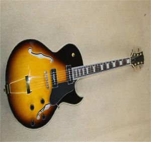 Gitaar gratis verzending topkwaliteit vintage burst fhole half hollow body p90 pick -up jazz elektrische gitaar