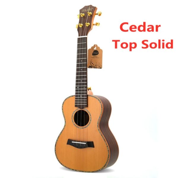 Guitare haut cèdre massif ukulélé 23 26 pouces mat Concert ténor acoustique guitare électrique Ukelele 4 cordes Guitarra Uke Pick Up