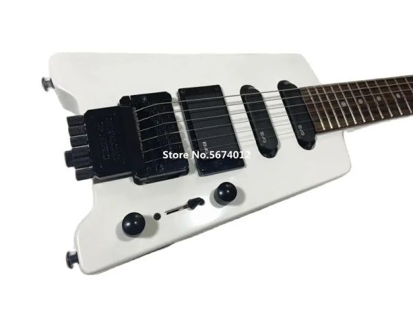 Viajes de guitarra portátil de 6 cuerdas Guitarra eléctrica sin cabeza Classic Vibrato Puente Vibrato Pickup Camiseta de palo de rosa