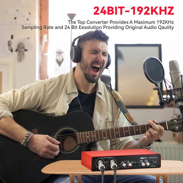 Guitare Uc22 Interface audio enregistrement carte son 48v alimentation fantôme guitare électrique mélangeur de son Console de mixage professionnelle Studio Live