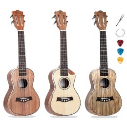 Guitare Ukulélé 24 26 pouces épicéa massif Acacia acajou Mini Concert électrique ténor guitare acoustique 4 cordes Ukelele installer micro