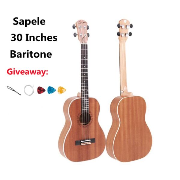 Guitare Ukulélé 30 pouces Sapele Mini guitares acoustiques baryton électriques 4 cordes Ukelele installer micro guitare de voyage musique Guitarra