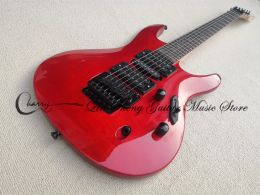 Guitare ultrathin guitare 6 string guitare électrique, guitare mince, corps en placage rouge, pont tremolo, boutons noirs