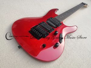 Gitaar Ultradathin Guitar 6 String Electric Guitar, Slim Guitar, Red Tiger Fineer Body, Tremolo Bridge, Black Buttons