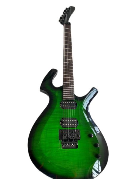 Guitare électrique améliorée Fly Mojo Green Burst, guitare professionnelle en érable flammé