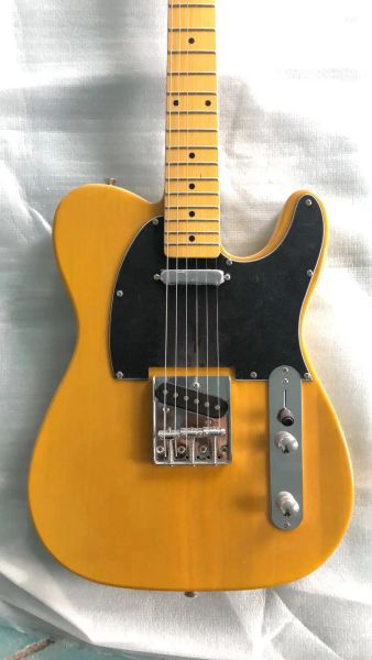 Guitare jaune tl 6 cordes électriques guitare basswood basswood maple cou chrome matériel brillant finition gratuite livraison