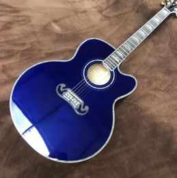 Guitare acoustique folk de 43 pouces, surface polie en bois massif, bleu ciel, doigt noir, baril Jumbo, 9668313