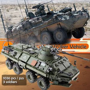 Gulo gulo 1036 Uds vehículo militar bloques de construcción tanque conjunto de ladrillos con soldados armas tanques modelo DIY juguetes niños regalos Y0808