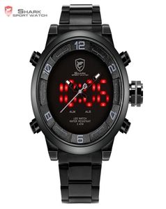 Gulper Shark Sport Regarder grand cadran noir extérieur hommes LED Digital Wrists Wrists Imperproping Alarm Calendar Fashion Watchs Sh364 Y11494323