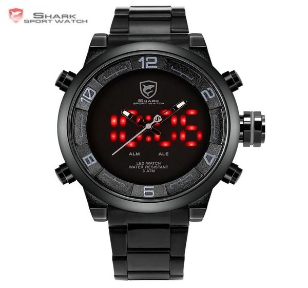 Gulper Shark Sport Regarder grand cadran noir extérieur hommes LED Digital Wrists Wrists Imperproping Alarm Calendar Fashion Watches Sh364 Y11312381