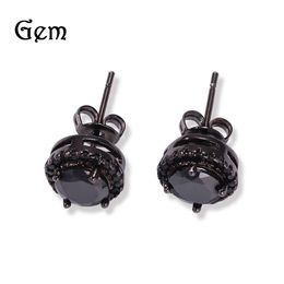 Gumeng Jewelry Hip Hop Nouveau quatre boucles d'oreilles en zircon transparent transparent à carré rond noir