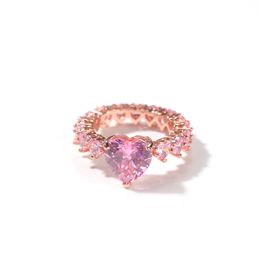 Anillo de diseñador de lujo superior Anillos de corazón de moda para mujer Diseño original Anillos de amor de gran calidad Oro rosa diamantes rosas