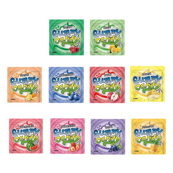 Gomitas gomosas dulces 500 mg bolsas de embalaje sandía mylar comestibles almacenamiento de alimentos paquete de plástico paquete embalaje bolsa vacía al por mayor