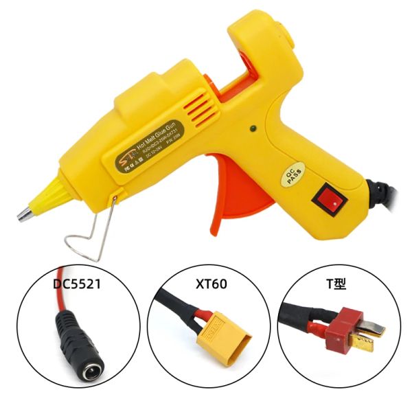 Pistola 12V/24V Hot Fehing Glue Gun Gun para adaptador CC XT60 Ttype Mini Glue Gun con Peguas de pegamento de 7 mm Herramienta de reparación de aviones