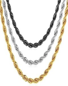 Gun zwart vergulde roestvrijstalen touwketting ketting voor mannen vrouwen geschenk mode juwelen accessoires hele255Q6157064