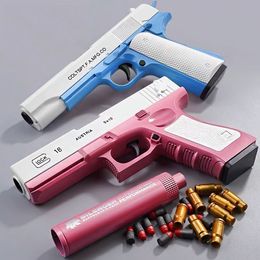 Gun Manual Eva Blaster Bullet Ejectie Dart Shell volwassen schuim Kid CS Firing with Silencer For Gift Toy Soft Pistol Fighting Boys Birthda USTD