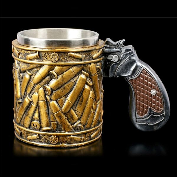 Pistolet tasses revolver pistolet pistolet tasse de tankard avec balles de balle rond coquilles de bière tasse de café tasse de tasse